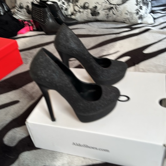 Black Sparkle Platform Shoes - Picture 3 of 5